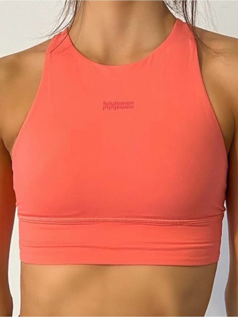 lululemon athletica Energy High Neck Longline Bra Raspberry Cream